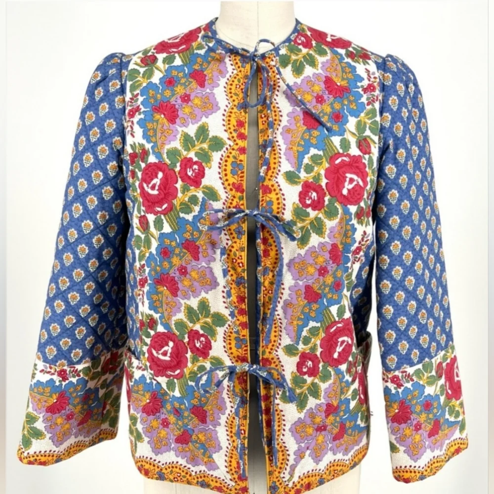 1980S FRENCH PROVENÇAL QUILTED JACKET - Picture 6 of 13